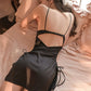 Veera Bow Sexy Side Ruched Lingerie (Black)