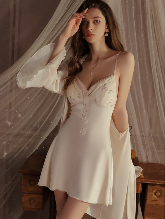 Moon Floral Nightdress Set (Champagne)