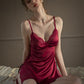 Freya Lace V Neck Nightdress (Maroon)