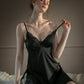 Freya Lace V Neck Nightdress (Black)