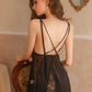 Juliette Lace Trim Padded Nightdress Set (Black)