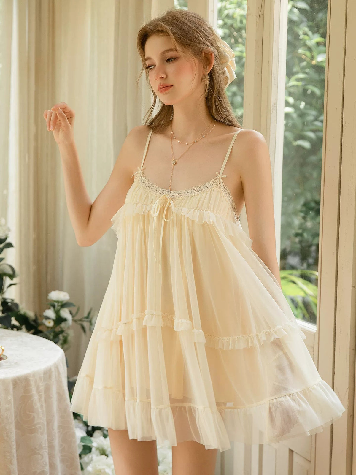 Elles Padded Babydoll Fairy Nightdress (Cream)