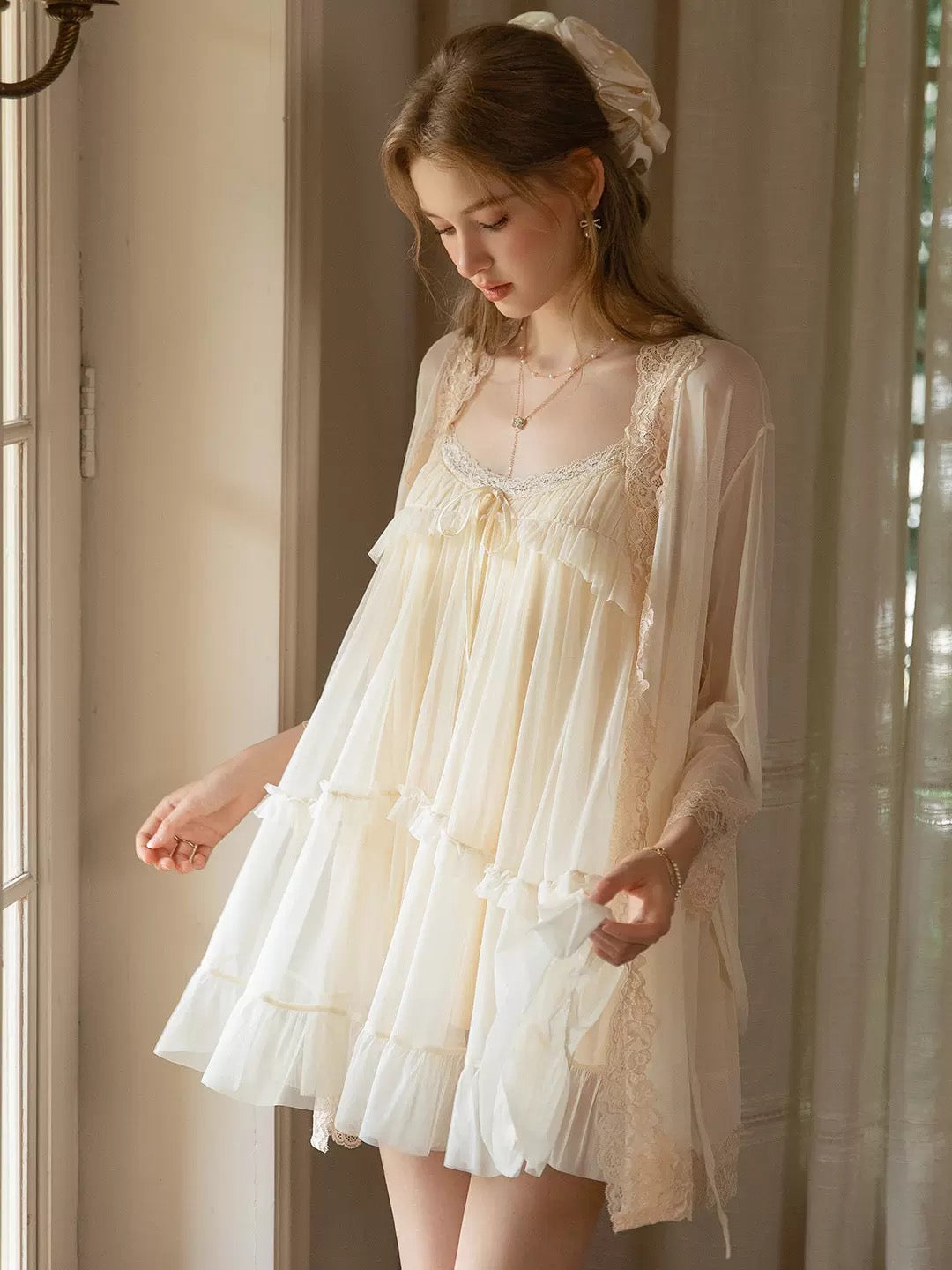 Elles Padded Babydoll Fairy Nightdress (Cream)