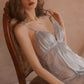 Juliette Lace Trim Padded Nightdress Set (Light Blue)