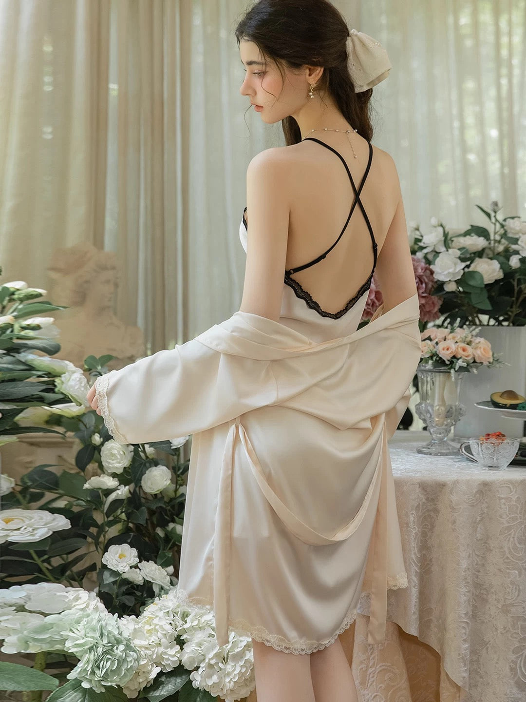 Louise Padded V-Neck Comfy Nightdress (Cream)