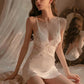 Maya Lace Trim Padded Nightdress Set (White)