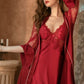 Maya Lace Trim Padded Nightdress Set (Red)
