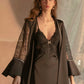 Maya Lace Trim Padded Nightdress Set (Black)