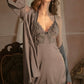 Maya Lace Trim Padded Nightdress Set (BlueGrey)