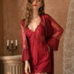 Maya Lace Trim Padded Nightdress Set (Red)