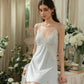 Nolyn Padded Velvet Lace Trim Nightdress (Blue)