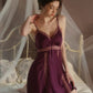 Giselle Lace Trim Padded Nightdress Set (Mulberry)