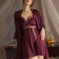Giselle Lace Trim Padded Nightdress Set (Mulberry)