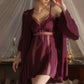 Giselle Lace Trim Padded Nightdress Set (Mulberry)