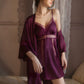 Giselle Lace Trim Padded Nightdress Set (Mulberry)