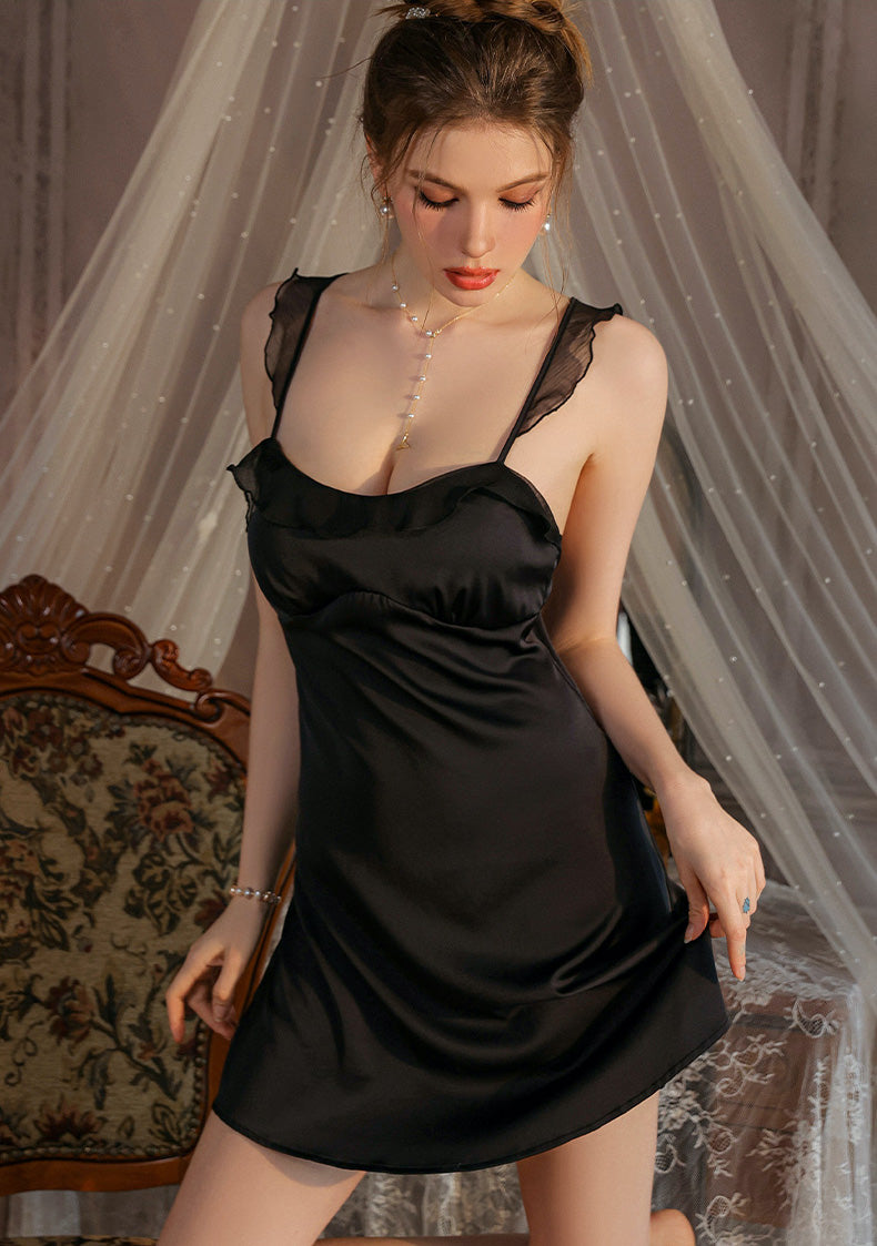 Georgia Flutter Elegant Nightdress (Black)