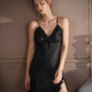 Leah Versatile Padded Lace Trim Nightdress (Black)
